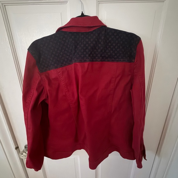 DG2 by Diane Gilman Red and Black Jean Jacket - Picture 3 of 5